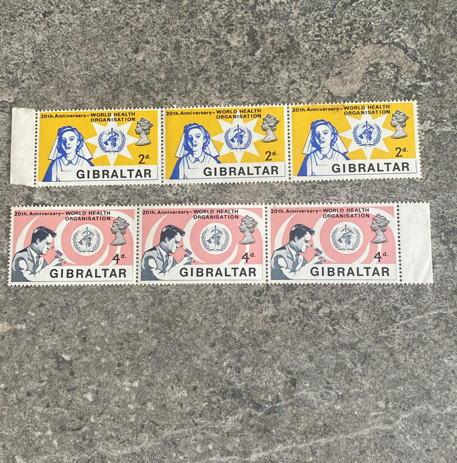 B91-
Gibraltar 1968 20th Anniversary World Health Organisation WHO Commemorati