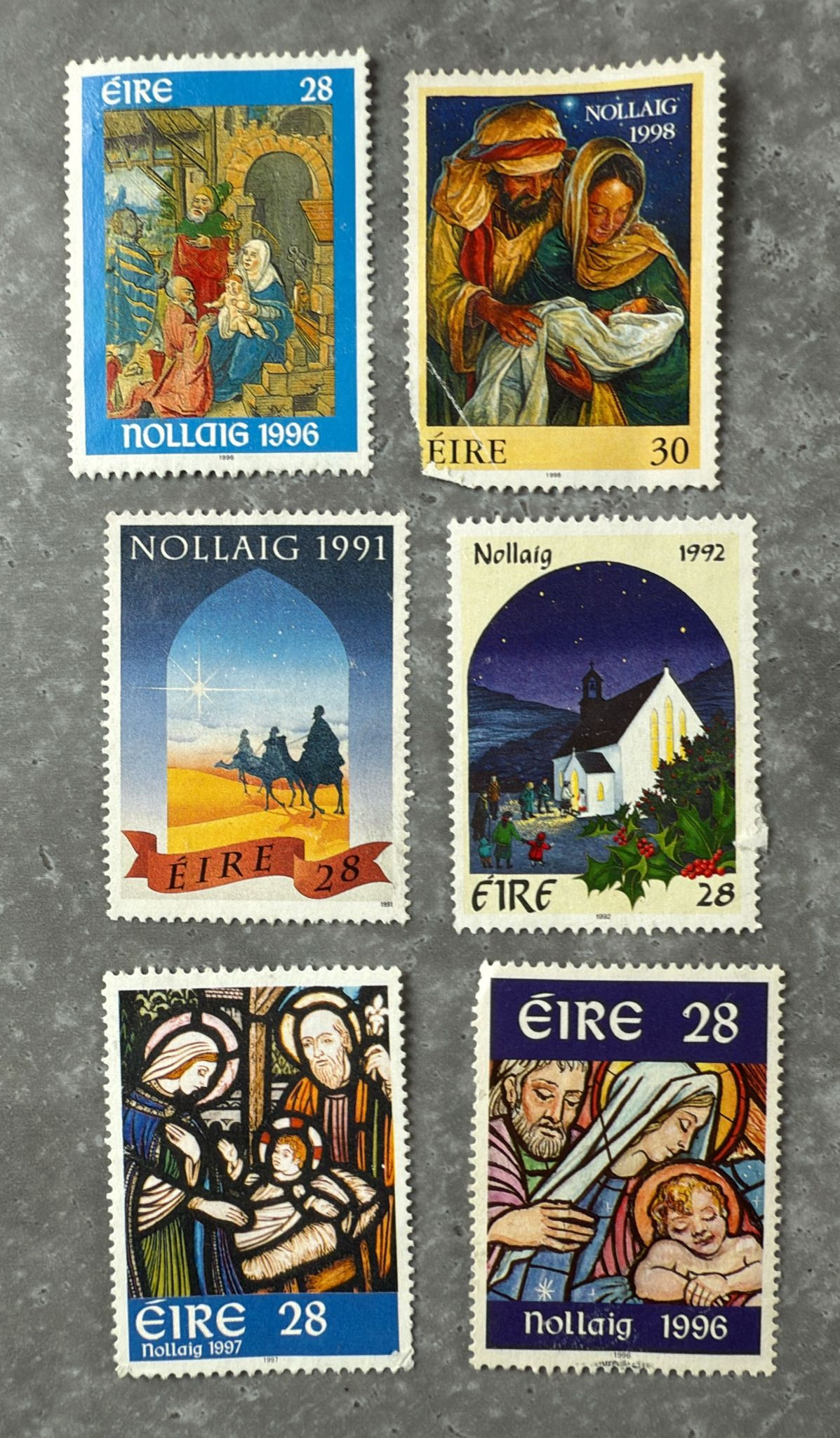 F239-Ireland Éire Christmas (Nollaig) Stamps Collection 1991–1998 –6 Mint Stamp