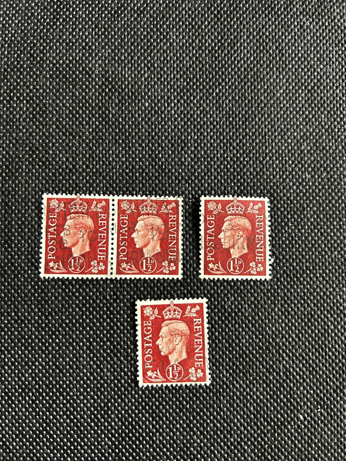 P709-Great Britain King George VI 1½d Red Revenue Postage Stamps Mint Pair & Sin