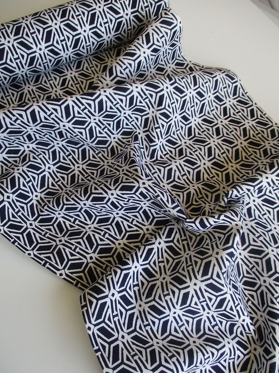 Thumbnail: Yukata fabric - Cotton - Geometric - Indigo and white