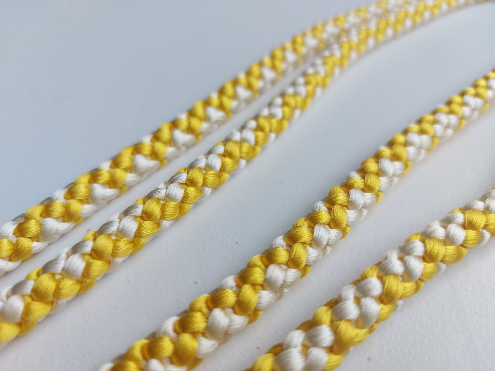 Thumbnail: Obijime - Yellow white - Used - Belt - Upcycle - www.jasuin.co.uk