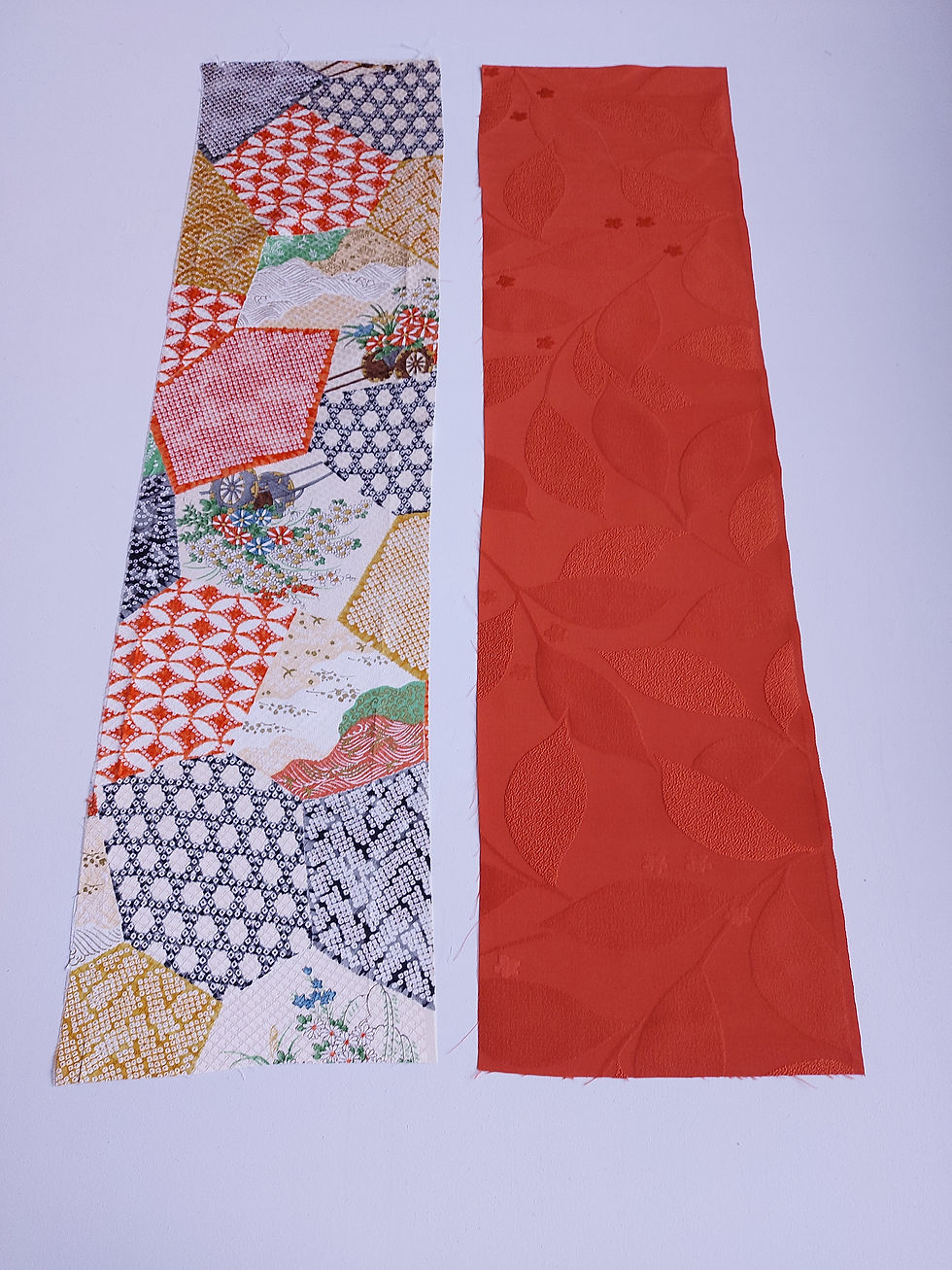 Thumbnail: Narrow pack - kimono fabric - silk - Orange, black, white - 4 pack - www.jasuin.co.uk