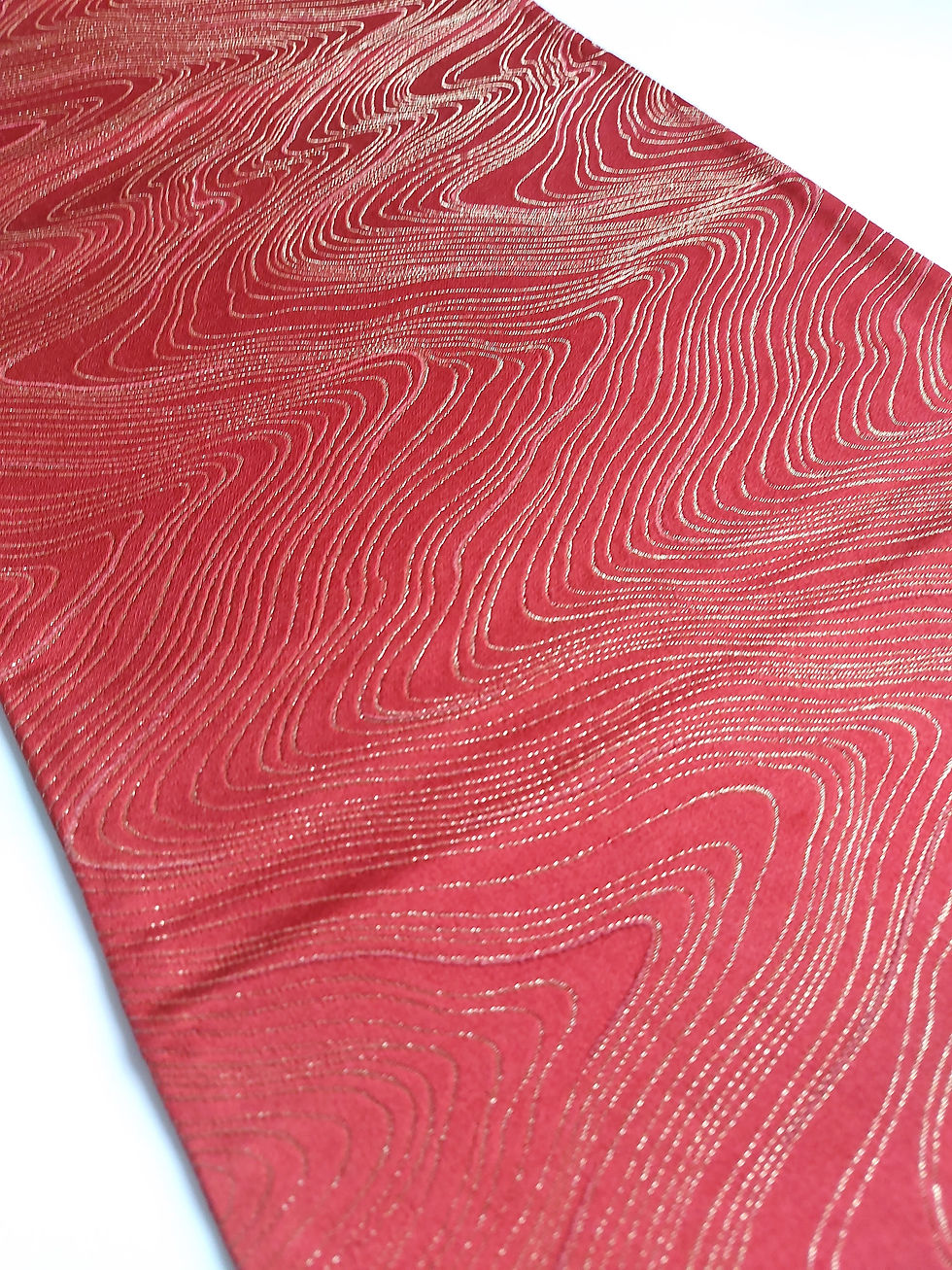 Thumbnail: Japanese - Obi fabric - Woven - Flowing water - Dark orange red - Upcycle fabric - www.jasuin.co.uk