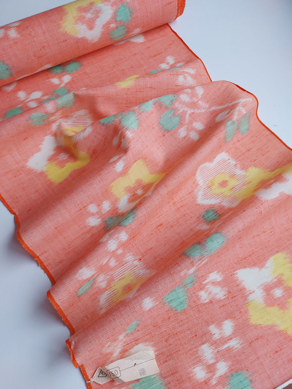 Thumbnail: Kimono fabric - off the roll - wool - Orange - Floral - www.jasuin.co.uk