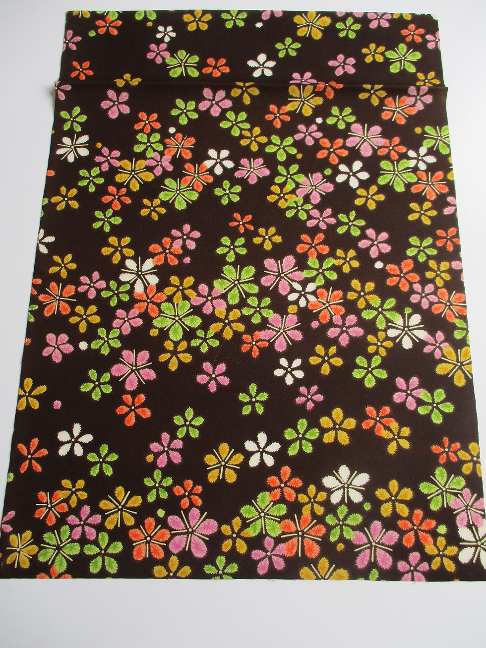 Thumbnail: Kimono fabric - Wool - Floral - Blossom - Brown multi