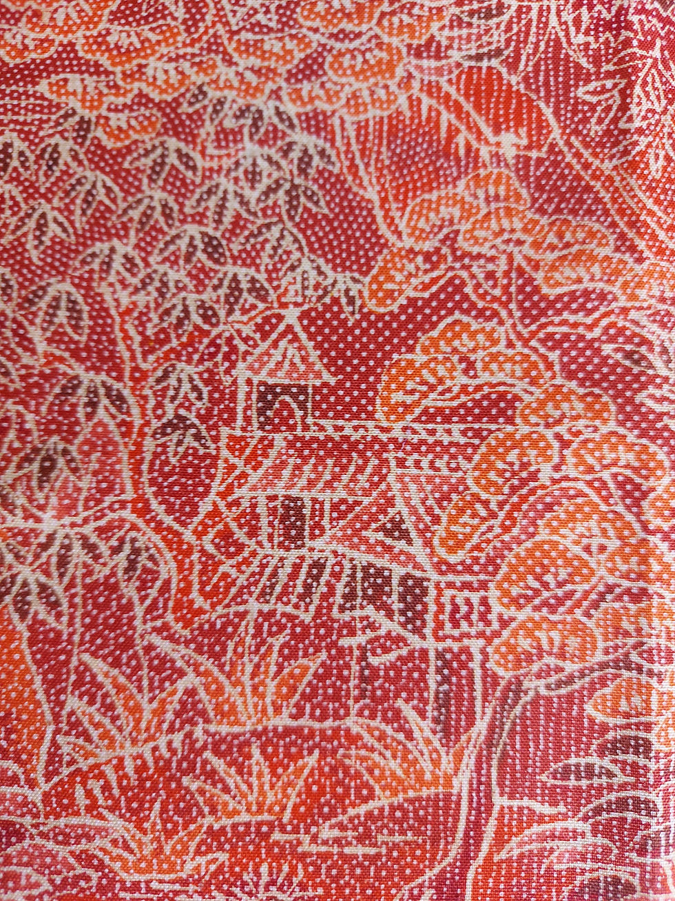 Thumbnail: Japanese kimono fabric- upcycle- Mansions/Pines - Orange, peach, brown - www. jasuin.co.uk