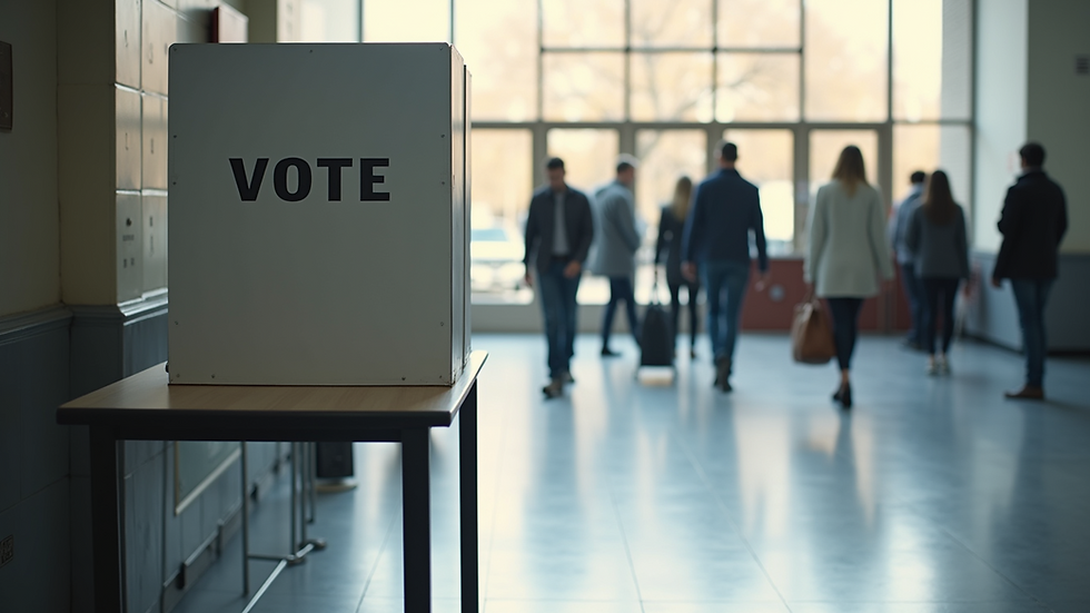 Eye-level view of a voting booth in a public space
