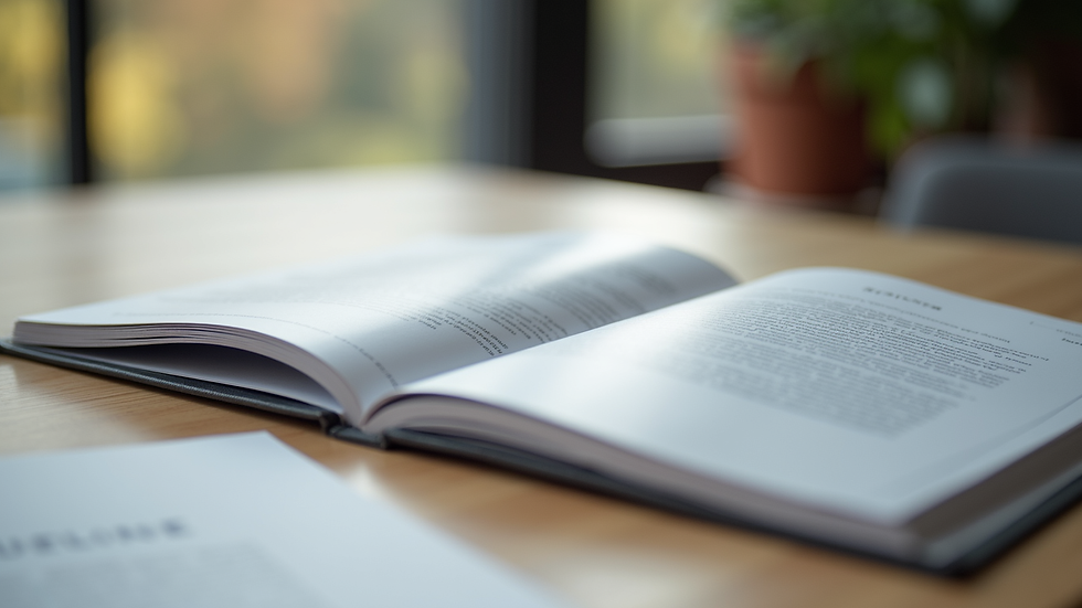 Close-up view of a branding guideline booklet open on a table