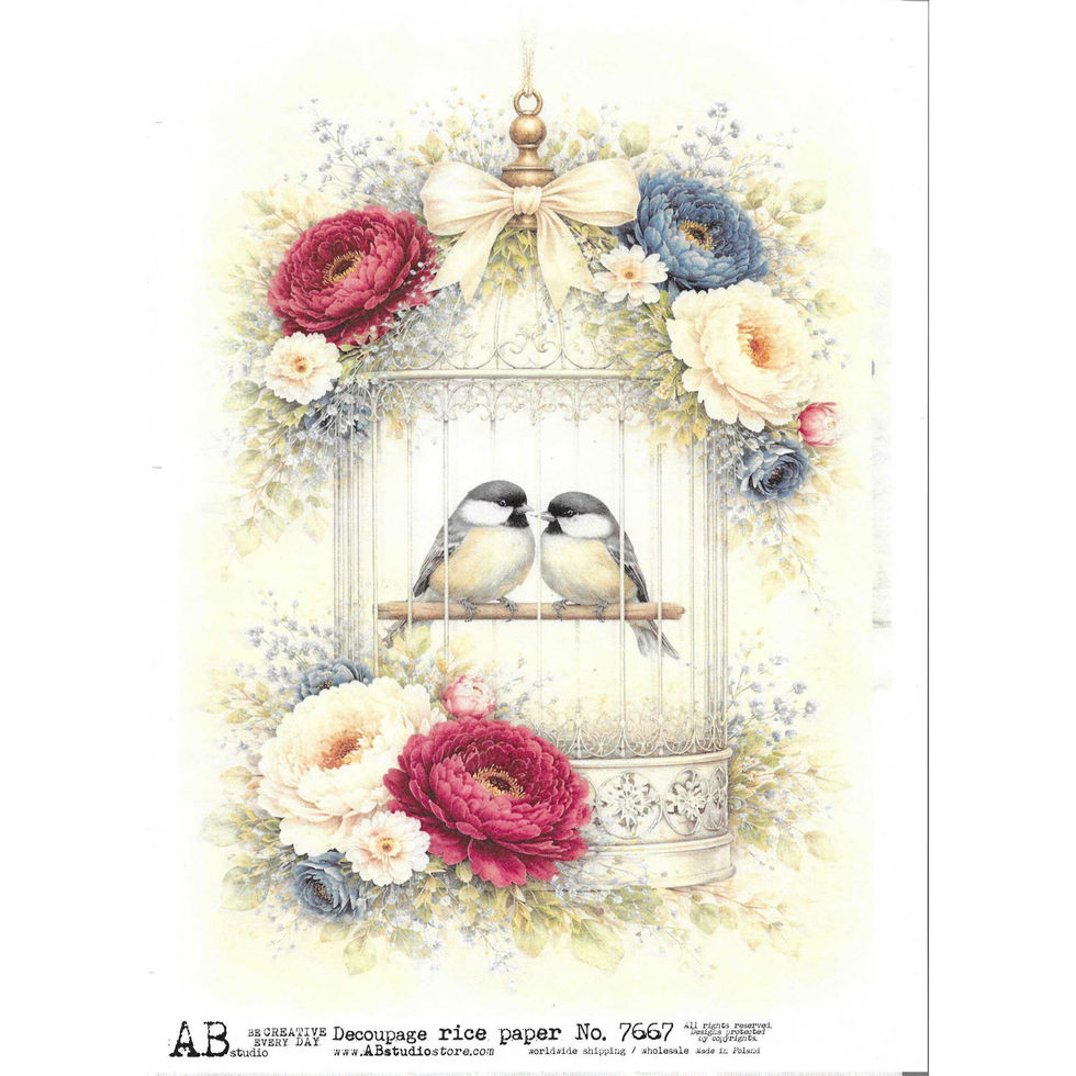 Rice Paper - Birdcage & Flowers
