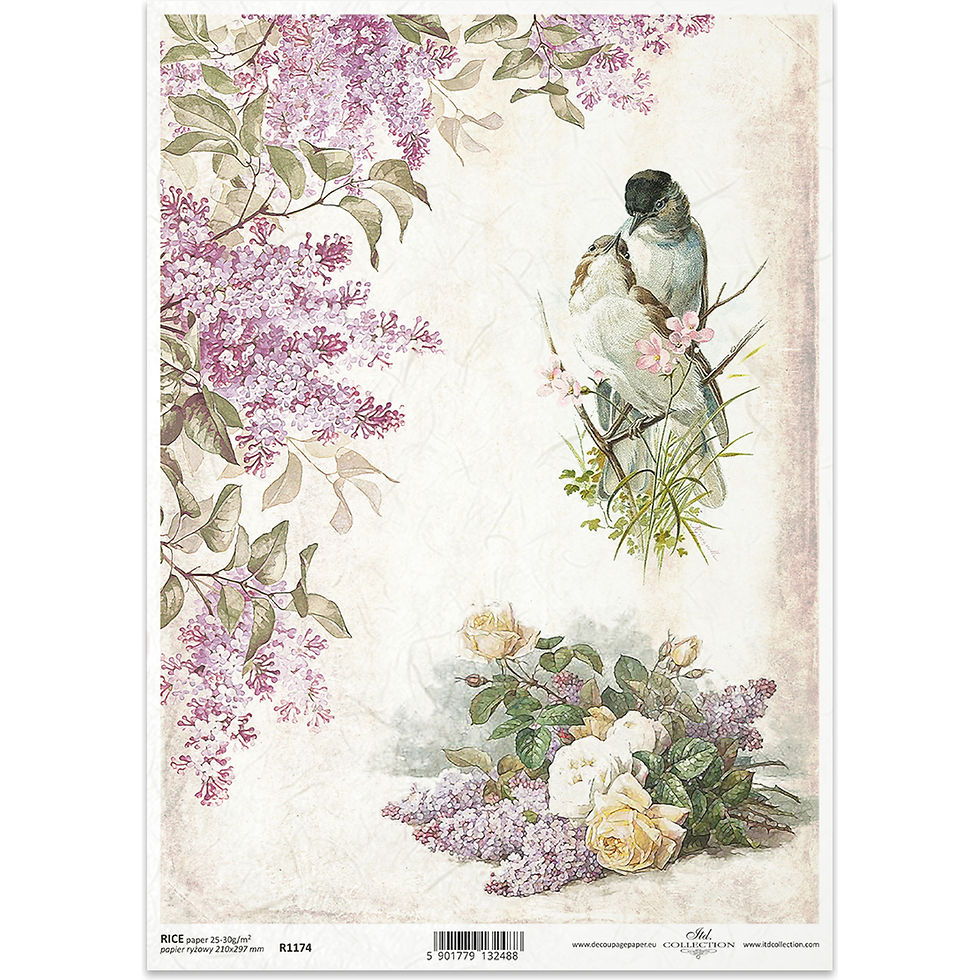Rice Paper – Birds, Lilac & Roses