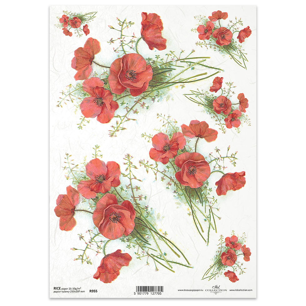 Rice Paper - Red Poppies