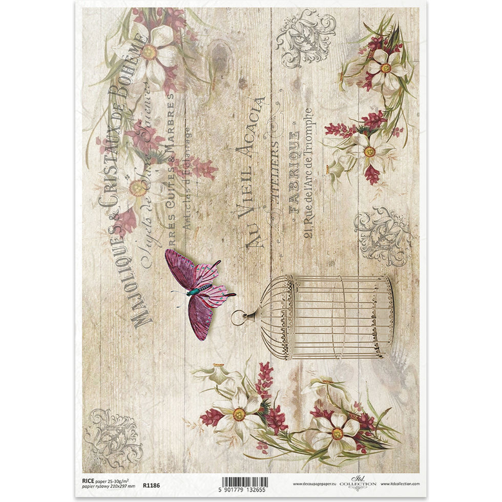 Rice Paper – Butterfly, Birdcage & Floral