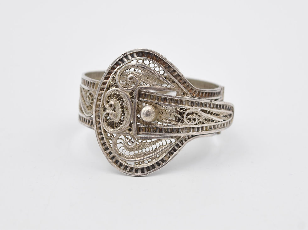 Miniature : Bracelet ancien argent filigrane motif ceinture Tunisie cocagne de sort bijoux vintage