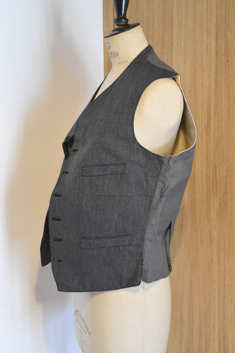 Miniature : Ancien gilet vêtement de travail deadstock poivre et sel salt & pepper Cocagne de sort