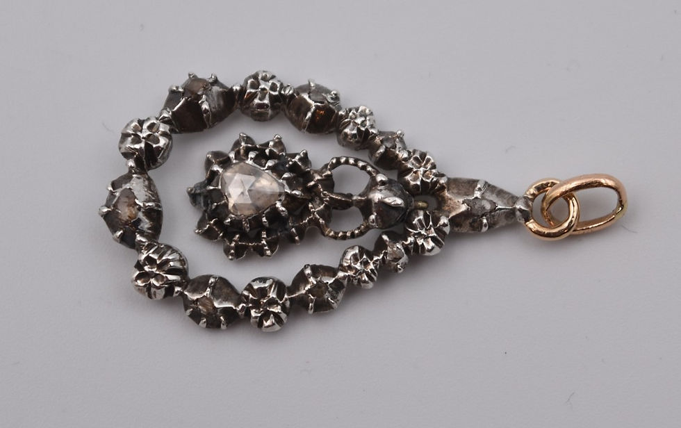 Miniature : Ancien pendentif or argent et diamant taille rose