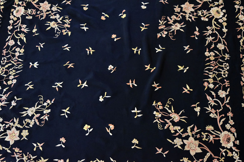 Miniature : Châle vintage manton de Manilla soie brodée flamenco