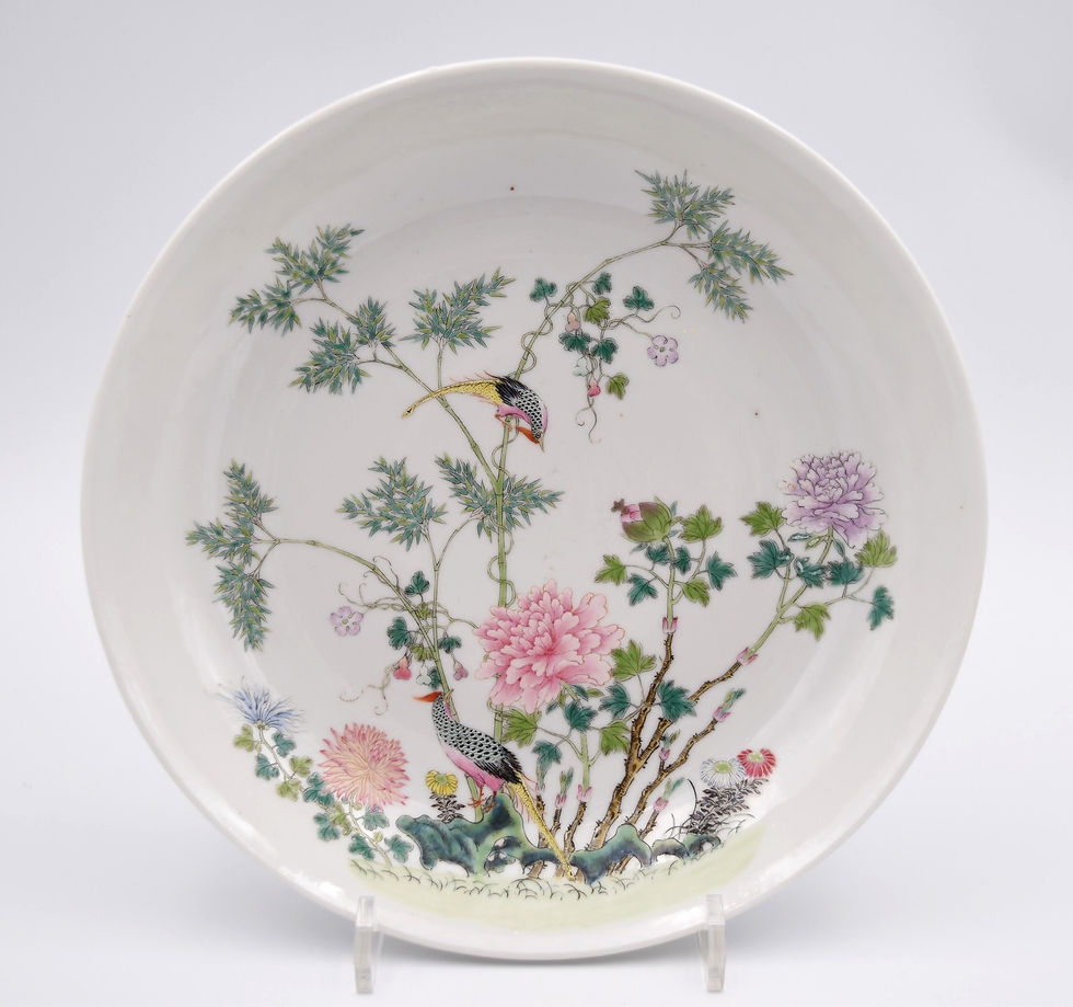 Miniature : Paire de Plats en Porcelaine de Chine Famille Rose Marque Guangxu