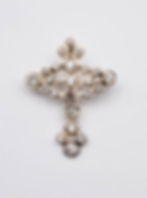 Pendentif broche croix métal argenté strass éditions RMN GP Cocagne de sort vintage