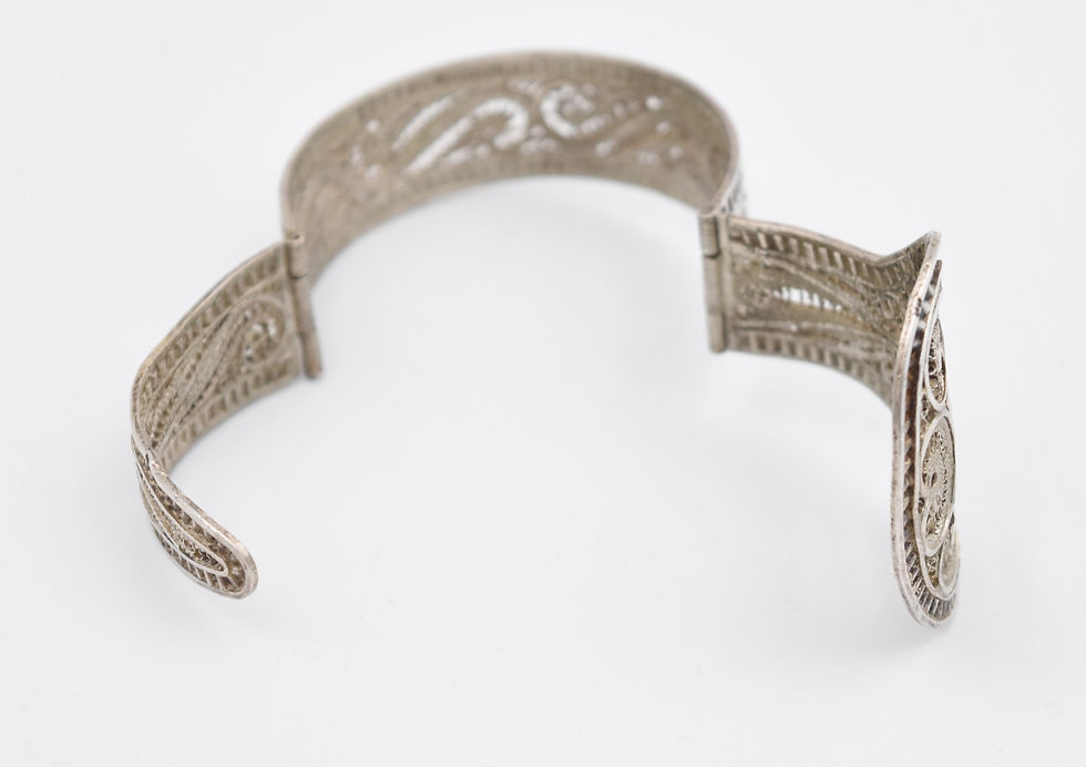 Miniature : Bracelet ancien argent filigrane motif ceinture Tunisie cocagne de sort bijoux vintage