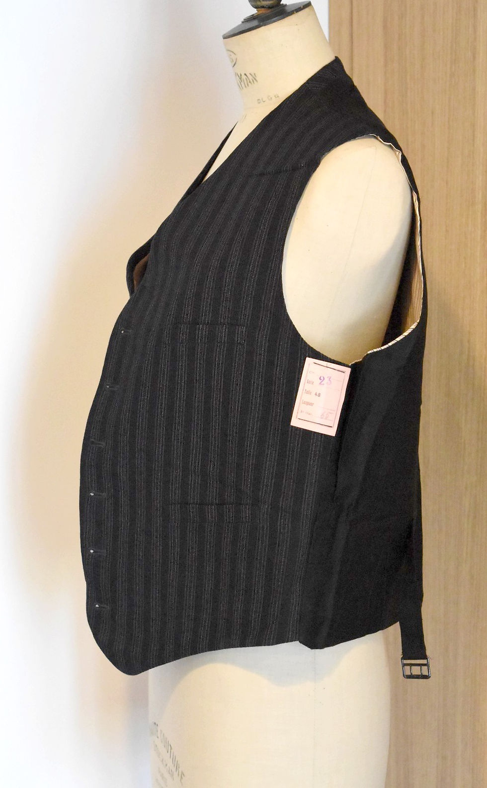 Ancien gilet homme à rayures deadstock vêtement de travail France cocagne de sort