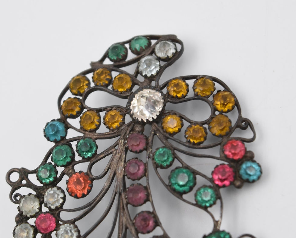 Miniature : épingle à chapeau argent & strass multicolore décor dit Giardinetti fin XIX ème