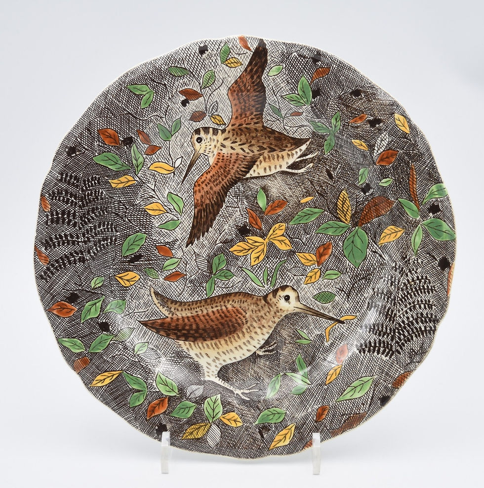 Assiette plate faïence de Gien modèle Rambouillet décor de chasse bécasse