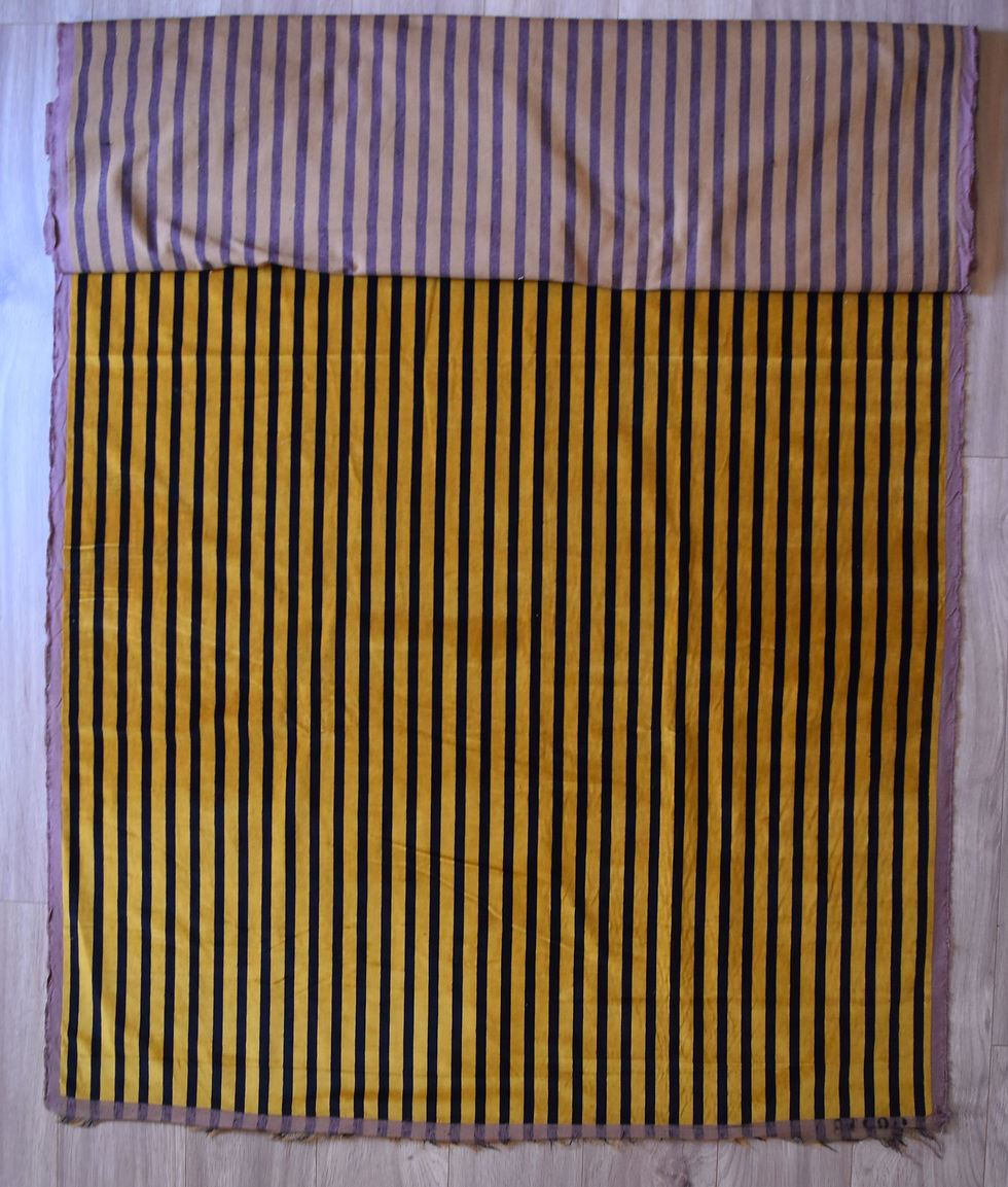 Ancien coupon de tissu velours rayure Cocagne de sort antique textile