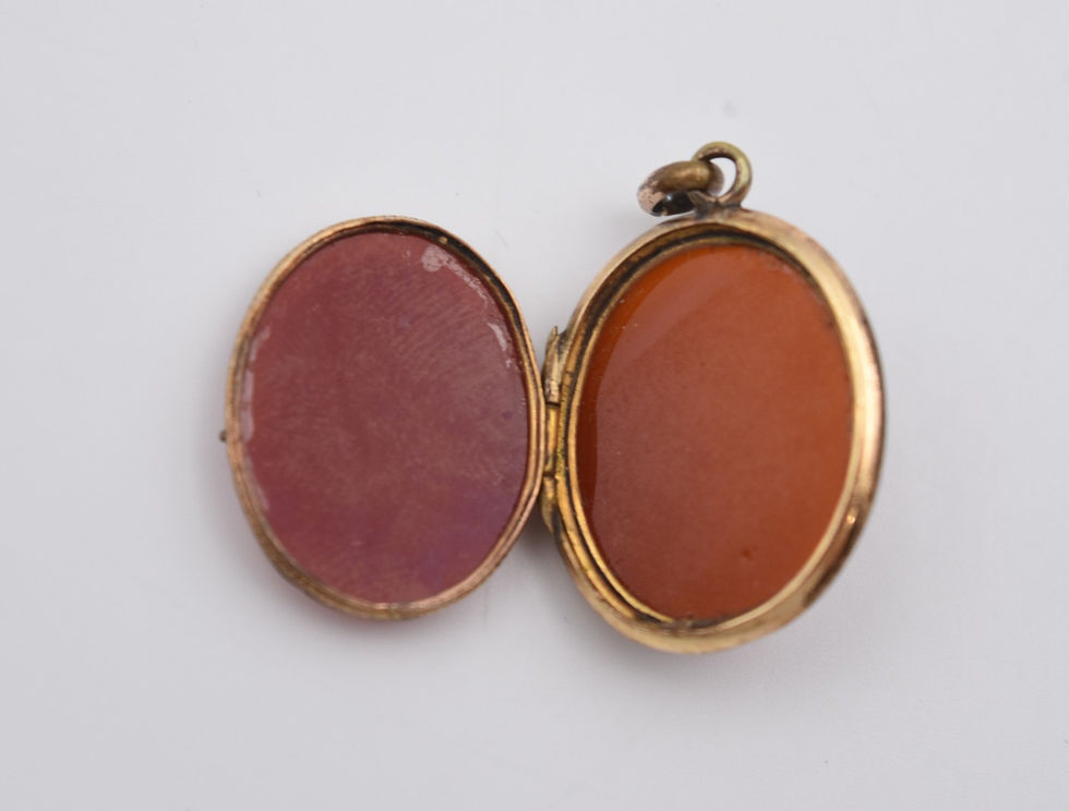 Miniature : Ancien pendentif cassolette ouvrant porte photo en agate et pomponne arlésienne Napoléon III