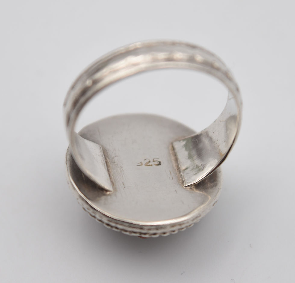 Miniature : Bague vintage en argent et corail Cocagne de sort bijoux