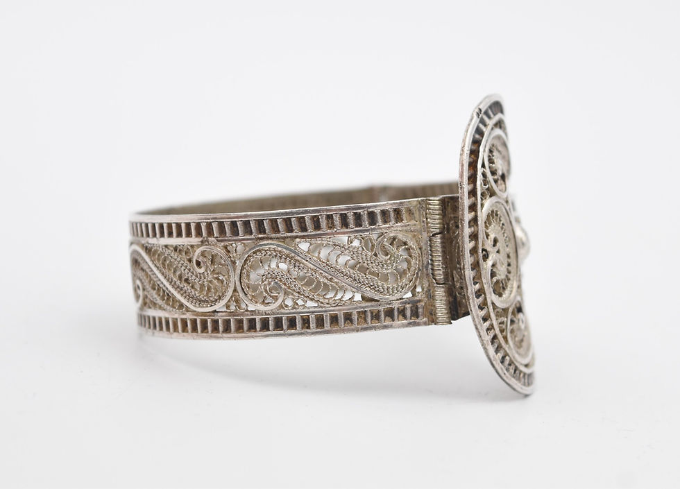 Miniature : Bracelet ancien argent filigrane motif ceinture Tunisie cocagne de sort bijoux vintage