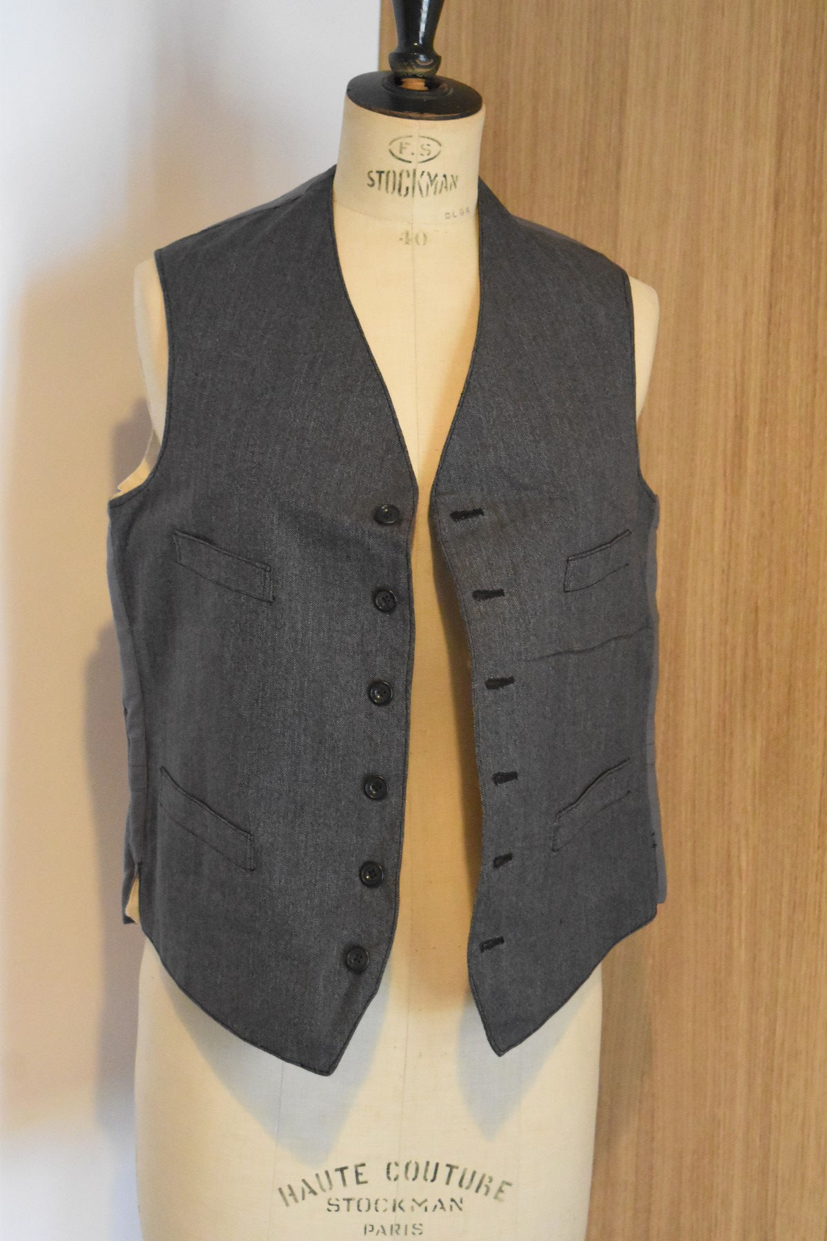 Ancien gilet vêtement de travail deadstock poivre et sel salt & pepper Cocagne de sort