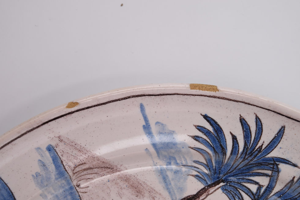 Miniature : plat nevers faïence chasse