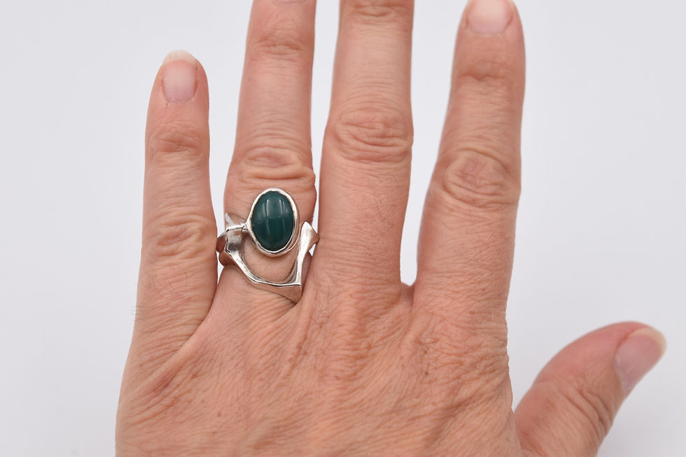 Miniature : Bague vintage argent forme moderniste brutaliste Cocagne de sort brocante Barbentane