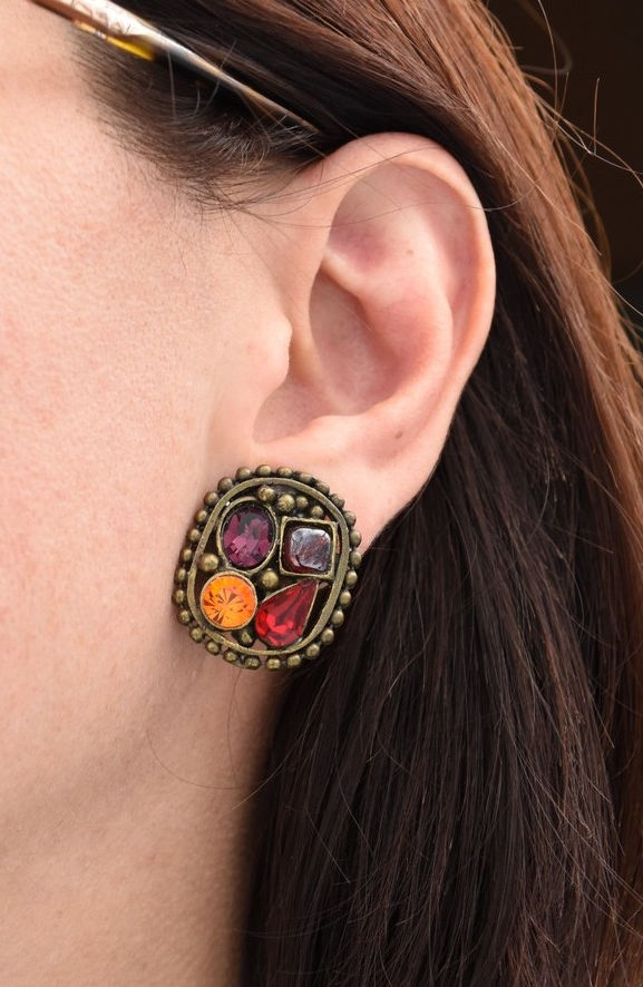 Miniature : Paire de boucles d'oreilles à clips vintage Poggi Paris earrings