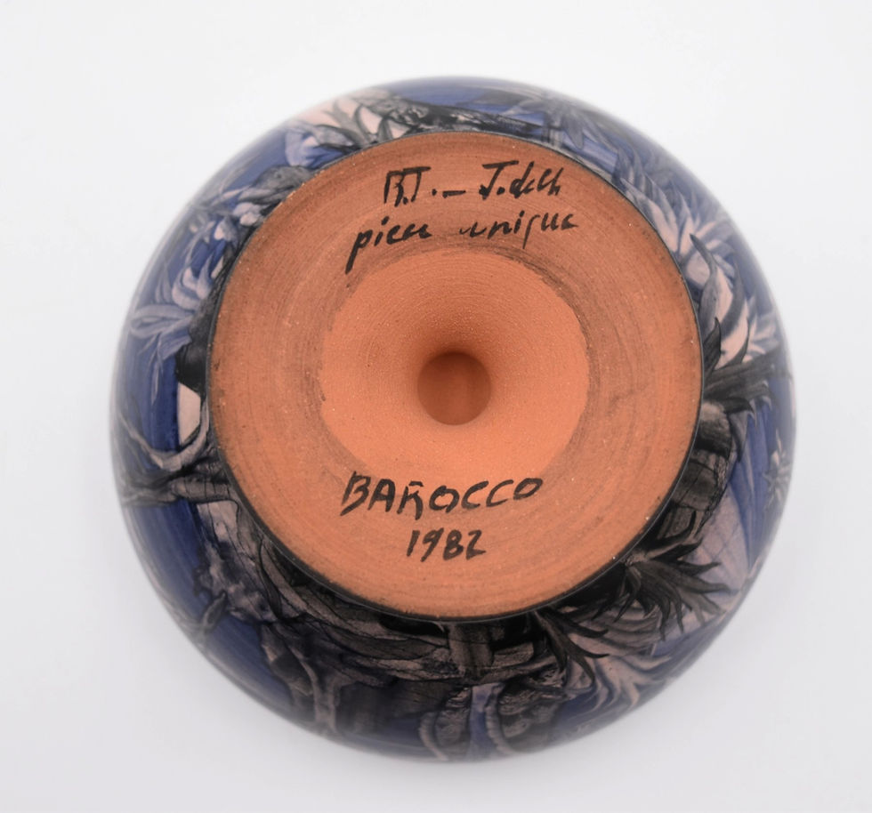 Miniature : Coupe sur pied céramique atelier Barocco J Massard R Tarone 1982 pièce unique