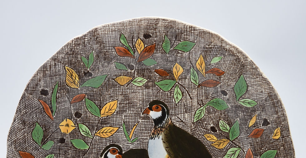 Miniature : Assiette plate faïence de Gien modèle Rambouillet décor de chasse perdrix
