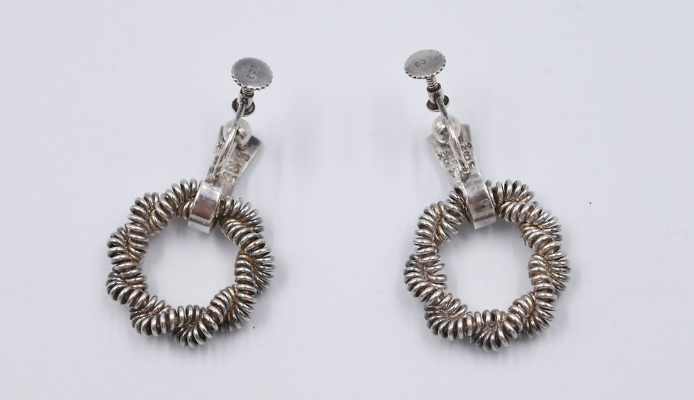 Miniature : Just Andersen : paire de boucles d'oreilles vintage en argent