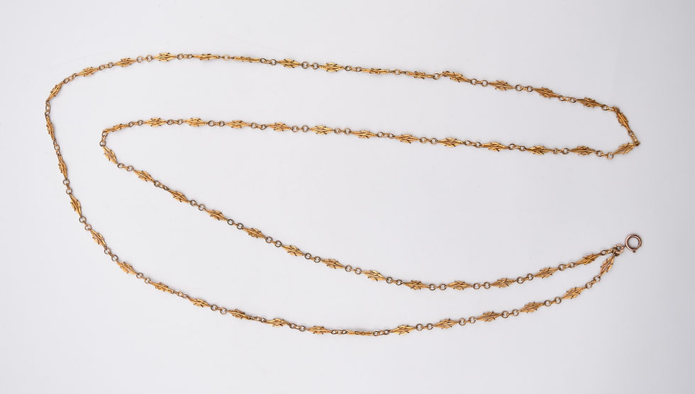 Ancienne chaîne de montre sautoir dorure mercure Cocagne de sort arlésienne