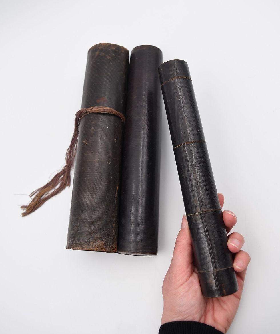 Écritoire cylindrique déroulant voyage campagne Premier Empire Cocagne de sort