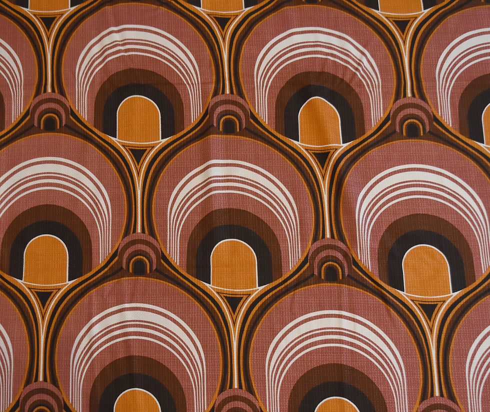 Coupon de tissu ameublement années 70 Space Age Cocagne de sort antique textile