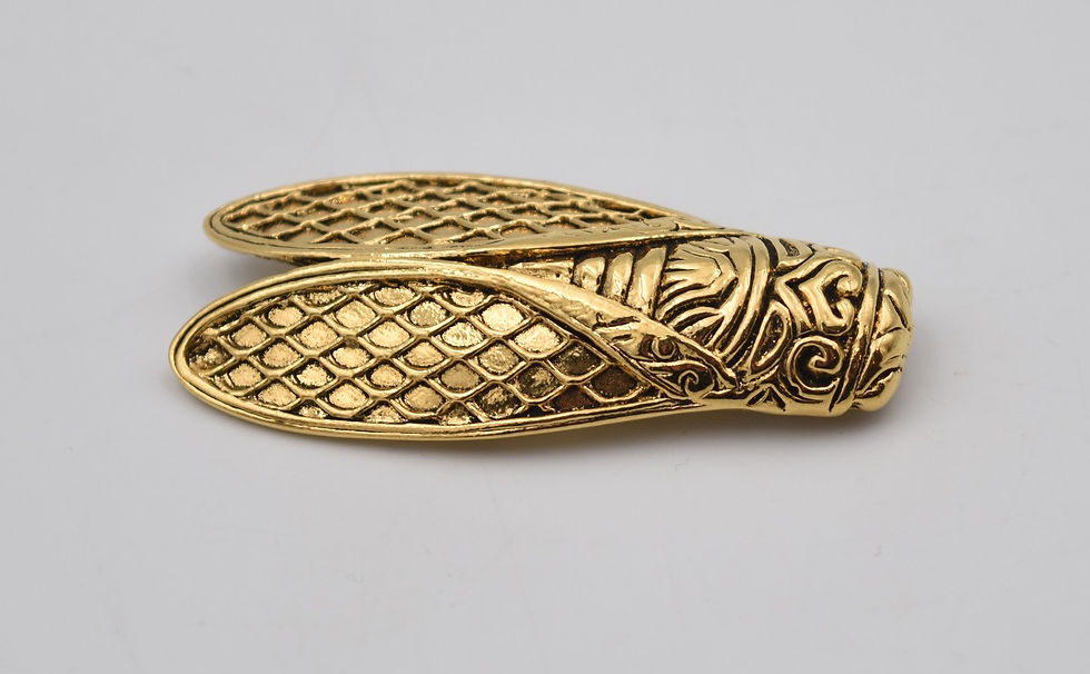 Miniature : Grande broche cigale René Gouin en métal doré Cocagne de sort