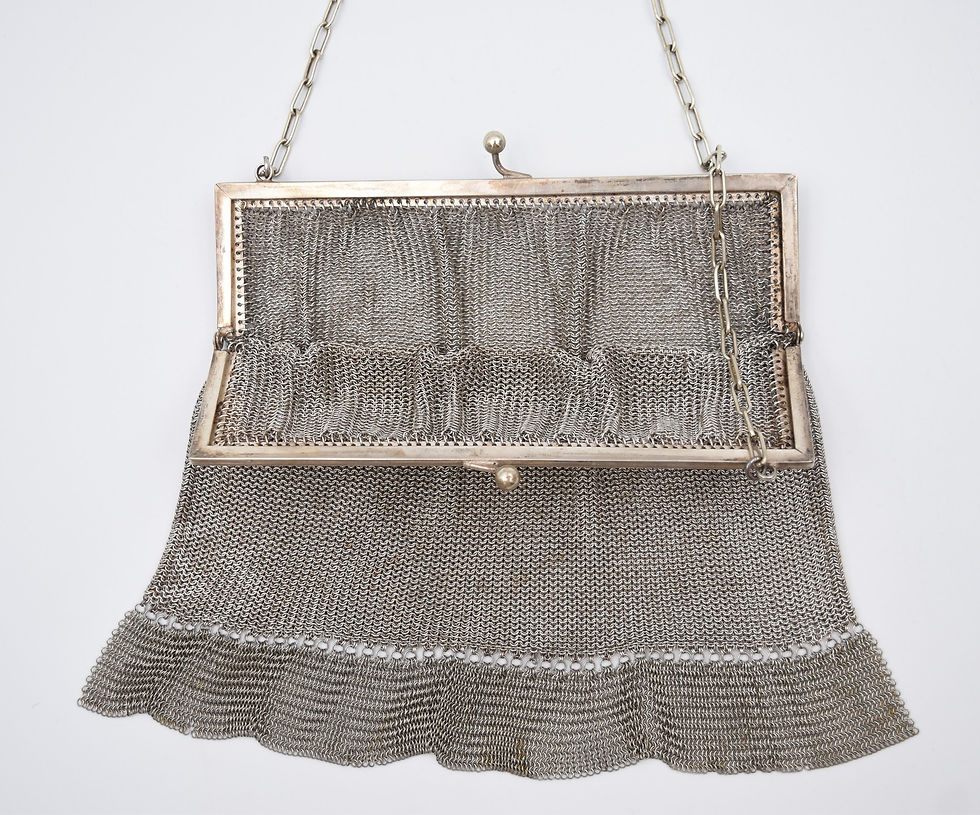 Miniature : Ancien sac bourse aumônière cotte de maille en métal argenté arlésienne Cocagne de sort