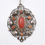 Miniature : Ancien grand pendentif en argent filigrané et corail Cocagne de sort Barbentane brocante