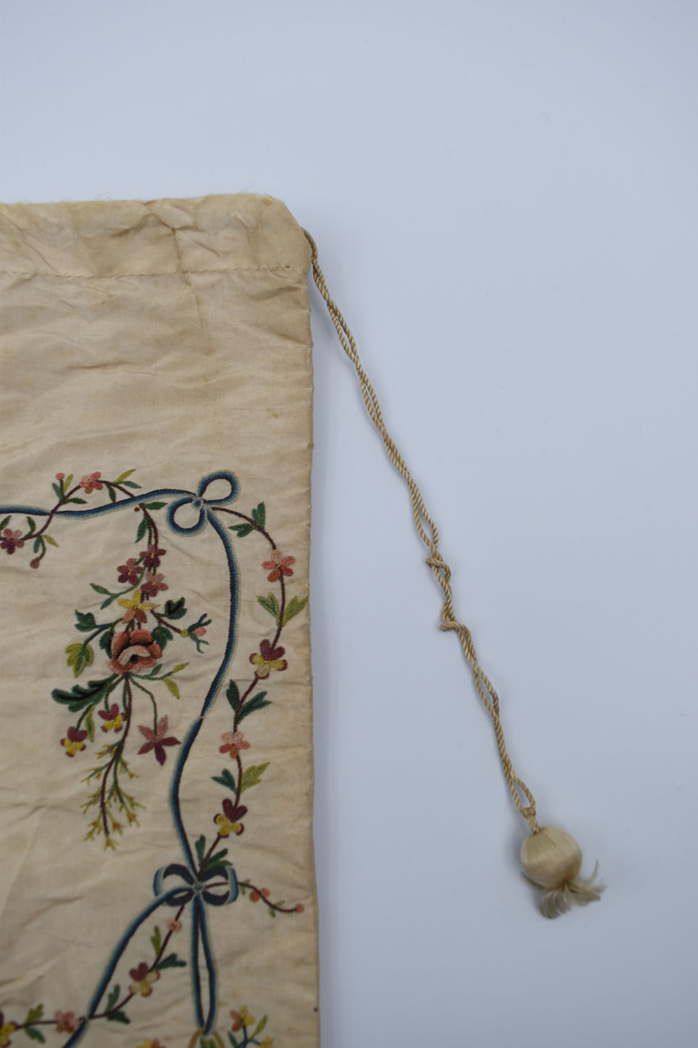 Miniature : Pochette en soie brodée seconde moitié du XVIIIème siècle