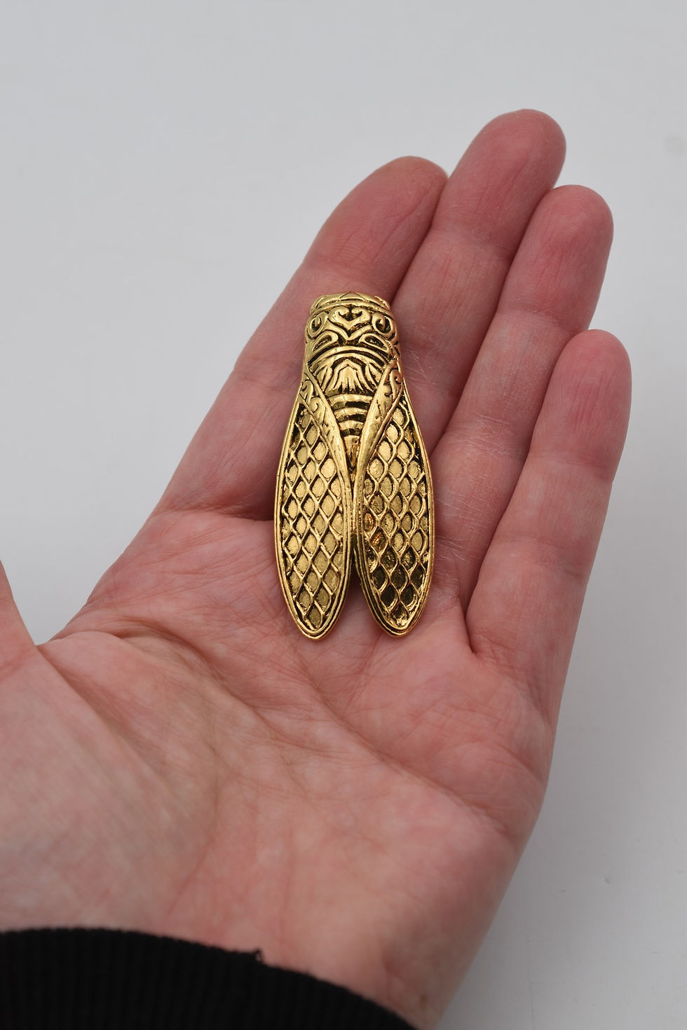 Grande broche cigale René Gouin en métal doré Cocagne de sort