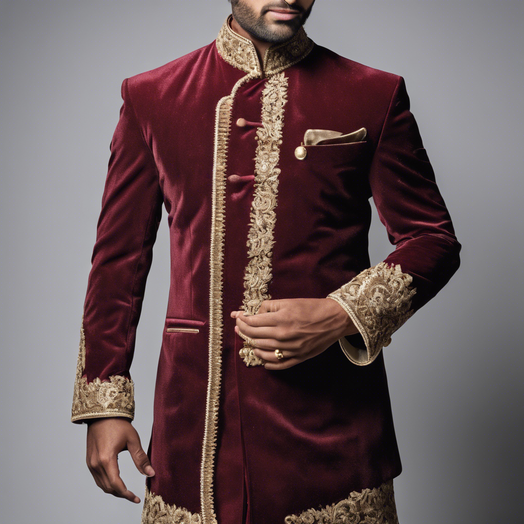 Maroon Velvet Sherwani