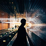Silhouette in Subway Tunnel