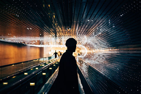 Silhouette in Subway Tunnel