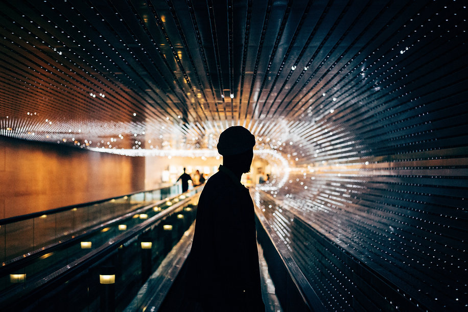 Silhouette in Subway Tunnel