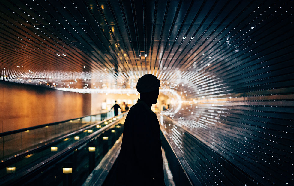 Silhouette in Subway Tunnel